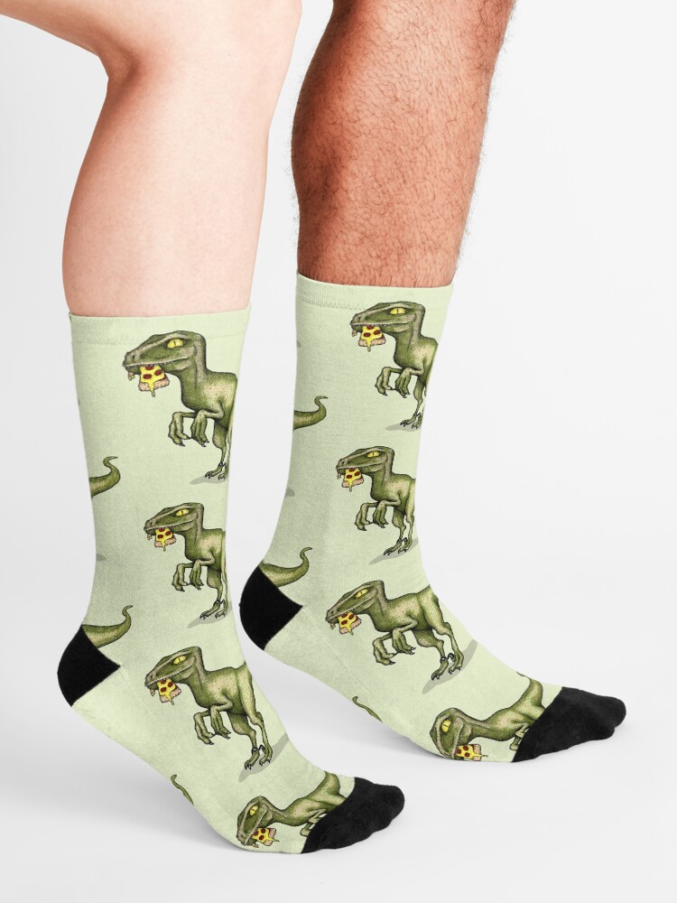 Alternate view of Raptor eating pizza Socks