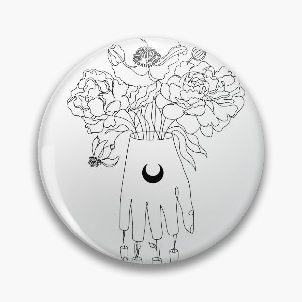 Item preview, Hands with flowers art. Boho style. Line drawing hand. Black White line drawing. tattoo mooon designed and sold by OneLinePrint.