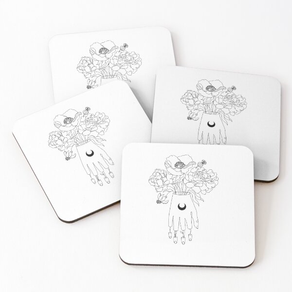 Item preview, Hands with flowers art. Boho style. Line drawing hand. Black White line drawing. tattoo mooon designed and sold by OneLinePrint.