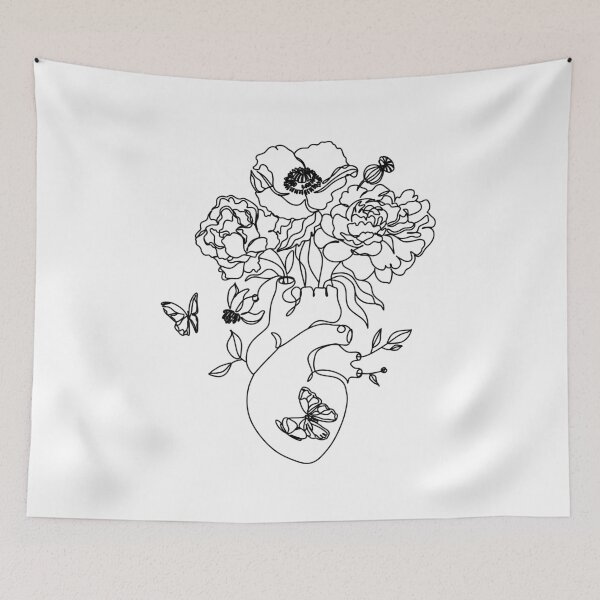 Item preview, Heart print. Heart with flowers poster. Scandinavian poster. minimalist print. Minimalist wall art. Line art heart with flowers. designed and sold by OneLinePrint.