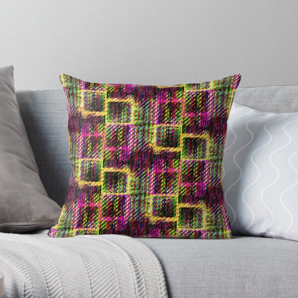 Splat Plaid - Pink Throw Pillow