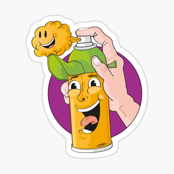 Happy Spray Can Sticker