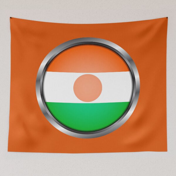 Item preview, Niger Flag Round Metal Frame designed and sold by mattpanta.