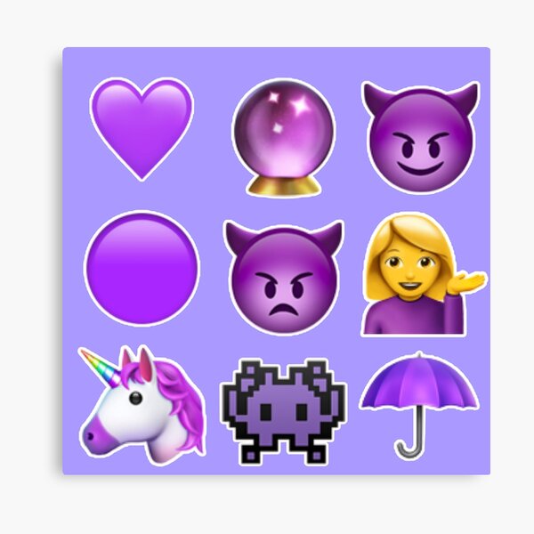 Aesthetic Purple Emoji Sticker Pack Canvas Print For Sale By