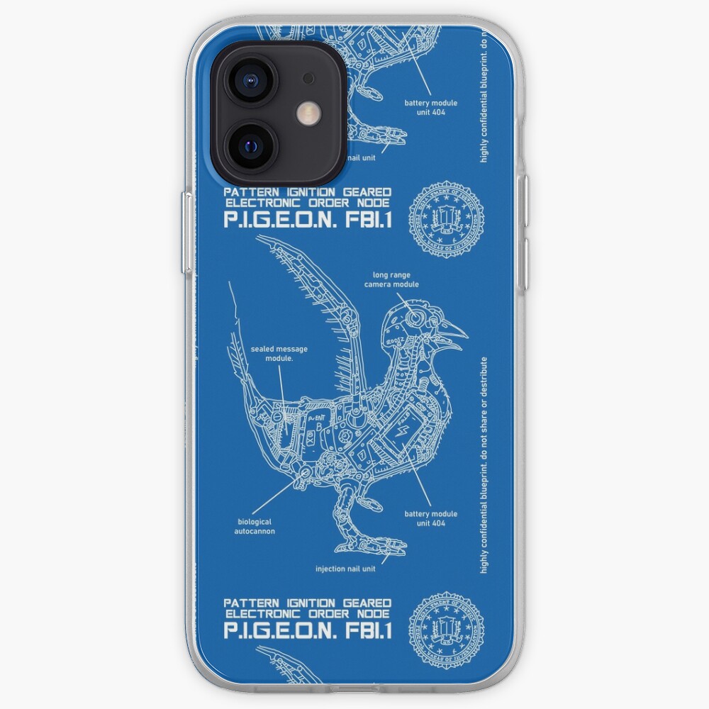 Fbi Spy Camera Pigeon Robots Conspiracy Blueprint Illuminati Art Iphone Case By Jjartanddrawing Redbubble