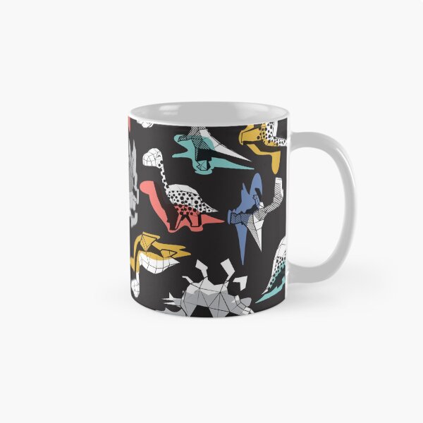 Item preview, Geometric Dinos // non directional design black background multicoloured dinosaurs shadows designed and sold by SelmaCardoso.
