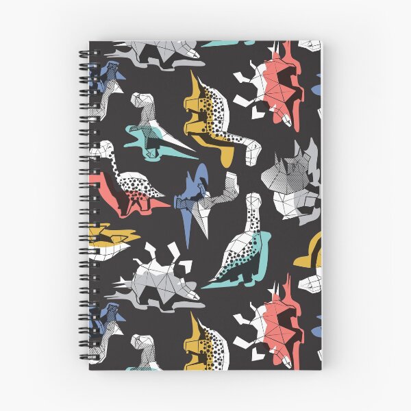 Item preview, Geometric Dinos // non directional design black background multicoloured dinosaurs shadows designed and sold by SelmaCardoso.