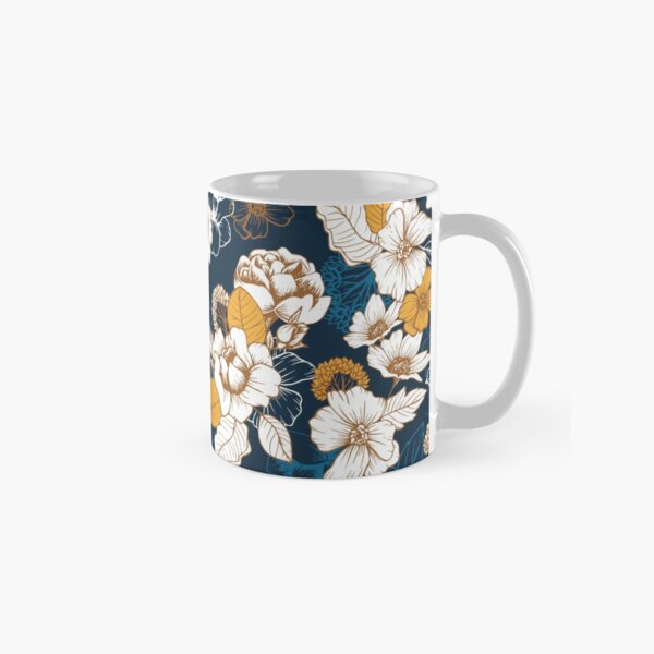 Item preview, Navy and Gold Peony and Blossom Seamless Pattern designed and sold by meghanmarie.