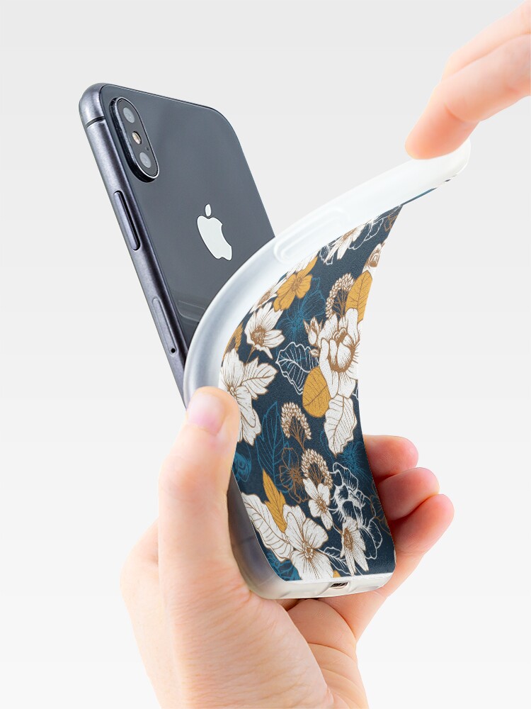 "Navy and Gold Peony and Blossom Seamless Pattern" iPhone Case & Cover by meghanmarie Redbubble