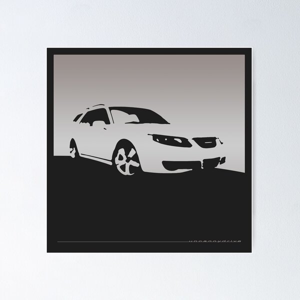 Saab 9-5, 2006 front - Gray on black Poster
