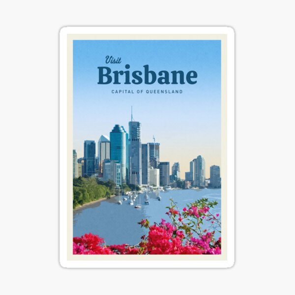 "Visit Brisbane" Sticker by CallumGardiner Redbubble