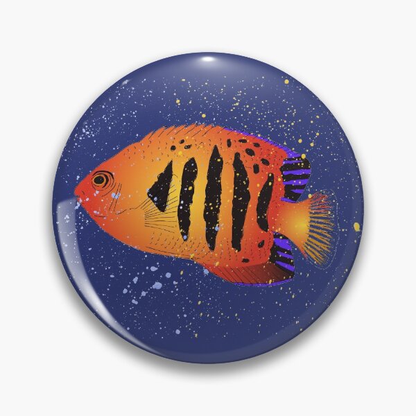 Item preview, Tropical Bright Orange Flame Angelfish Illustration designed and sold by HotHibiscus.