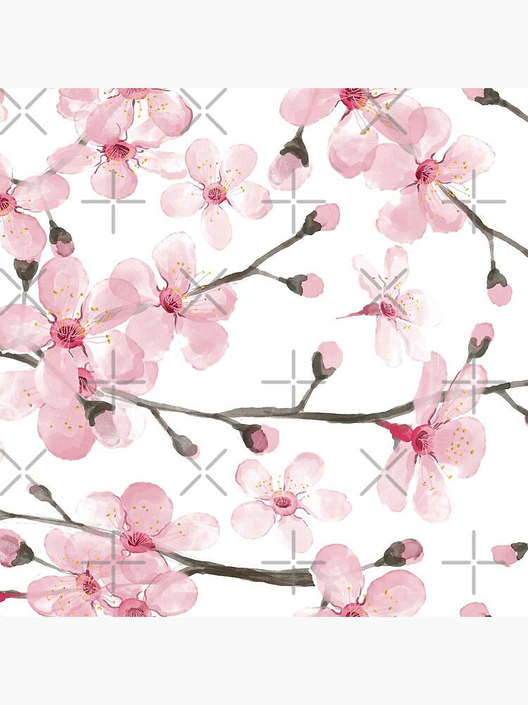 Artwork view, Cherry Blossom watercolor fashion and home decor by Magenta Rose Designs designed and sold by MagentaRose