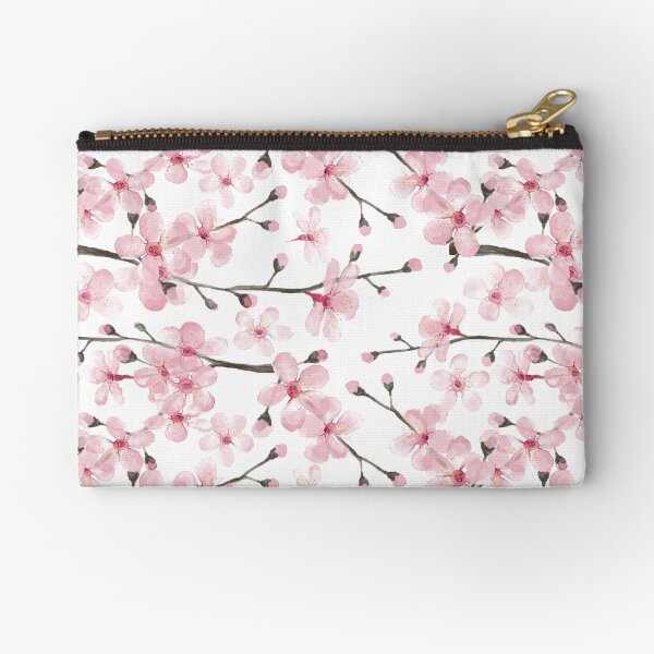 Cherry Blossom watercolor fashion and home decor by Magenta Rose Designs Zipper Pouch