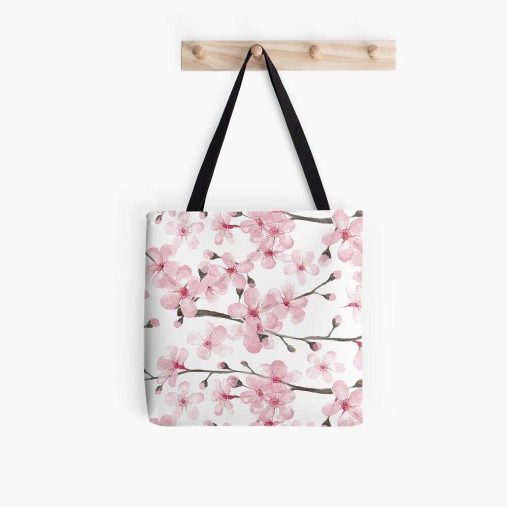 Cherry Blossom watercolor fashion and home decor by Magenta Rose Designs Tote Bag