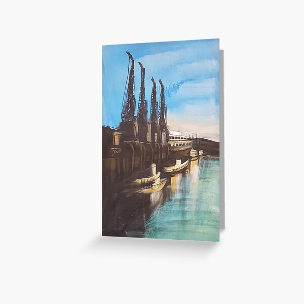 Bristol M Shed Harbour Cranes Greeting Card