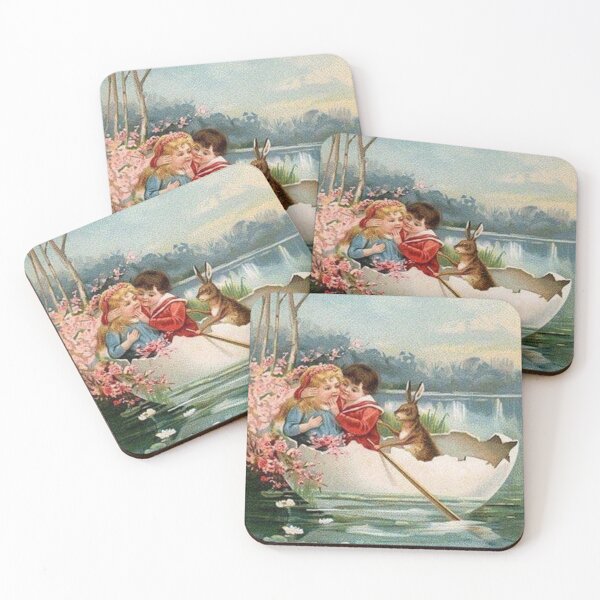 Item preview, Easter Victorian Scene - Children in egg boat with Bunny designed and sold by WigOutlet.