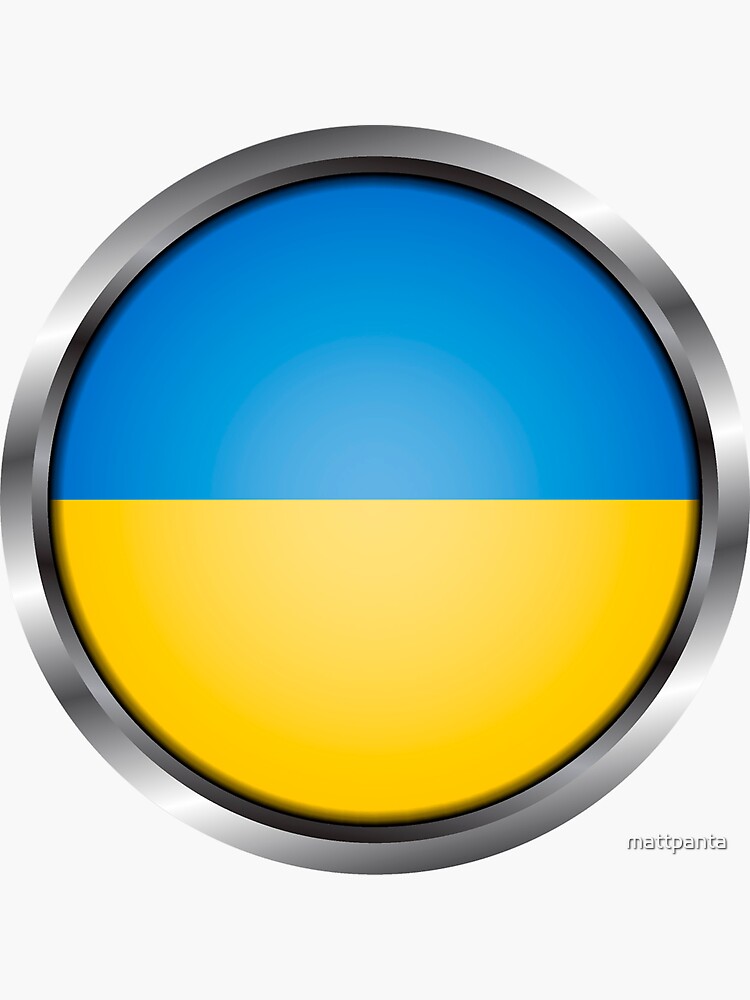 Thumbnail 3 von 3, Sticker, Ukraine Flagge runder Metallrahmen designt und verkauft von mattpanta.