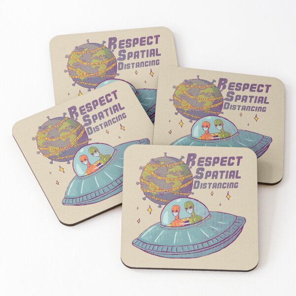Item preview, Respect Spatial Distancing - Aliens - Tee Global Crisis Social Distance Reusable Facemask Earth Virus Covid19 Healthcare Workers Survived UFO Day Storm Area 51 for real Self Isolating designed and sold by Any Color Designs.