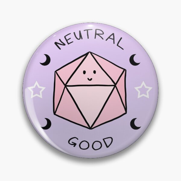 Item preview, Neutral Good Dice Badge designed and sold by Sourgrapefruit.