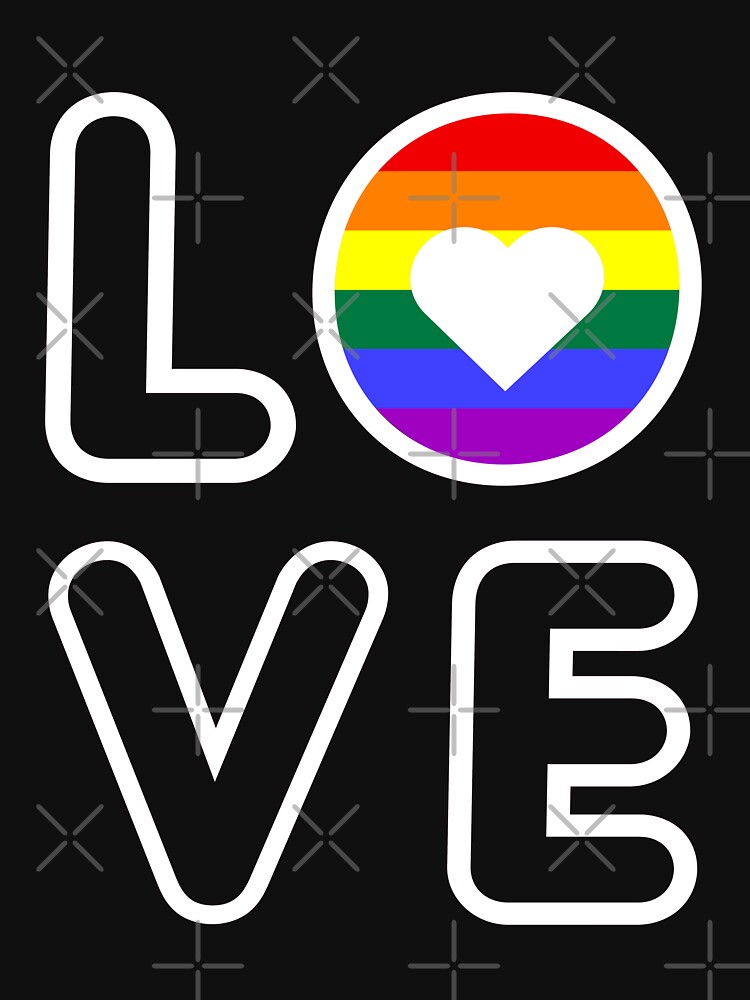 Heart, Rainbow And Love (black background) by Gay-Pride-Depot