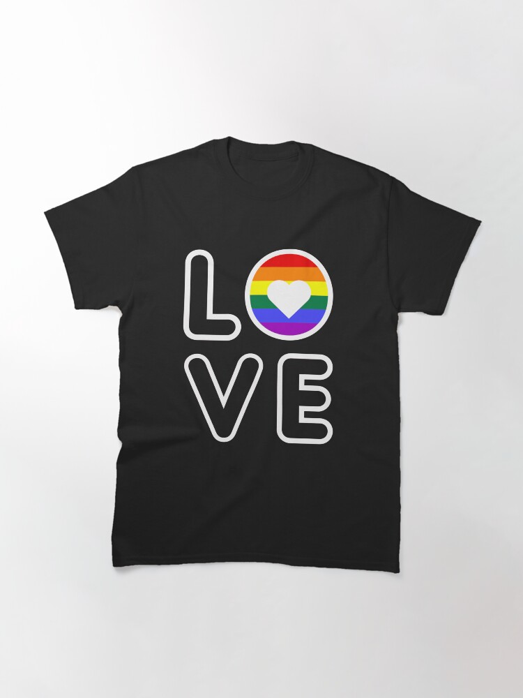 Alternate view of Heart, Rainbow And Love (black background) Classic T-Shirt