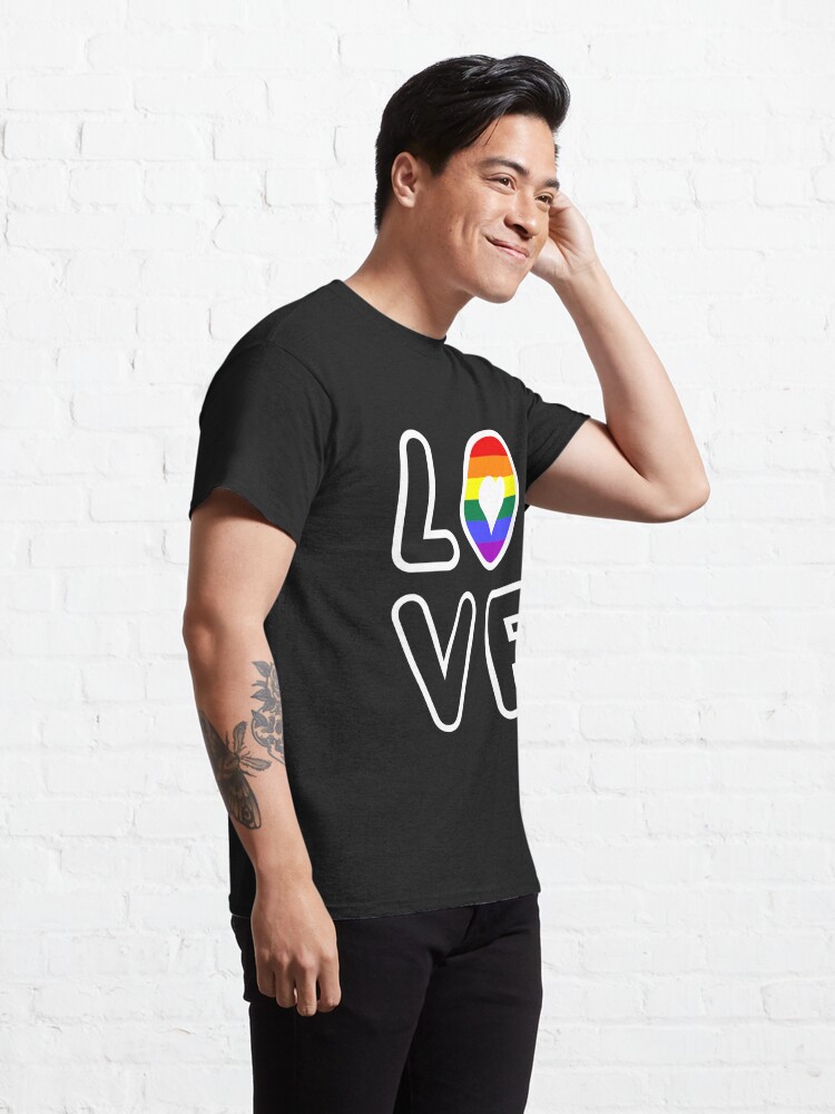 Alternate view of Heart, Rainbow And Love (black background) Classic T-Shirt