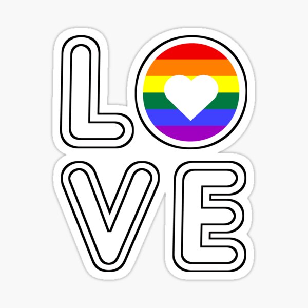 Heart, Rainbow And Love (black background) Sticker