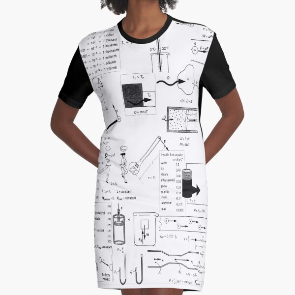 General Physics Formula Sheet Graphic T-Shirt Dress