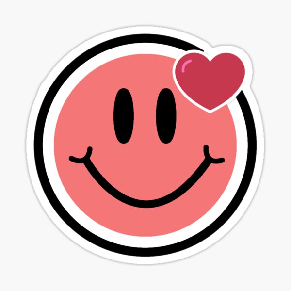 Pink smiley face with heart eyes Sticker for Sale by Emsstickers255