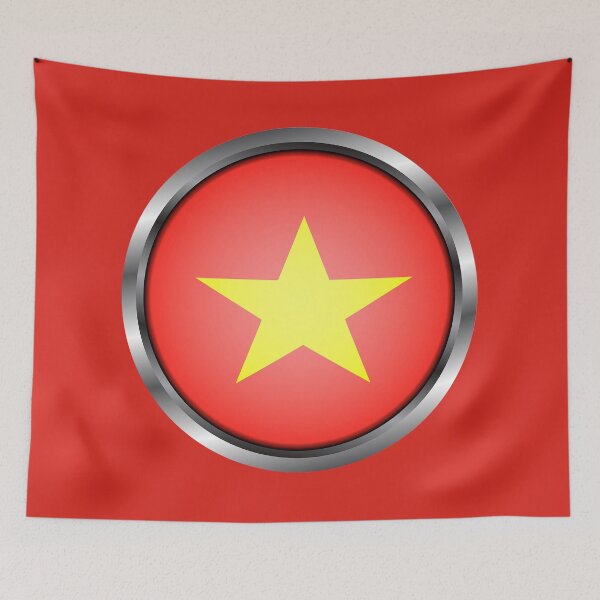 Artikelvorschau, Vietnam Flagge rundes Metall entworfen und verkauft von mattpanta.