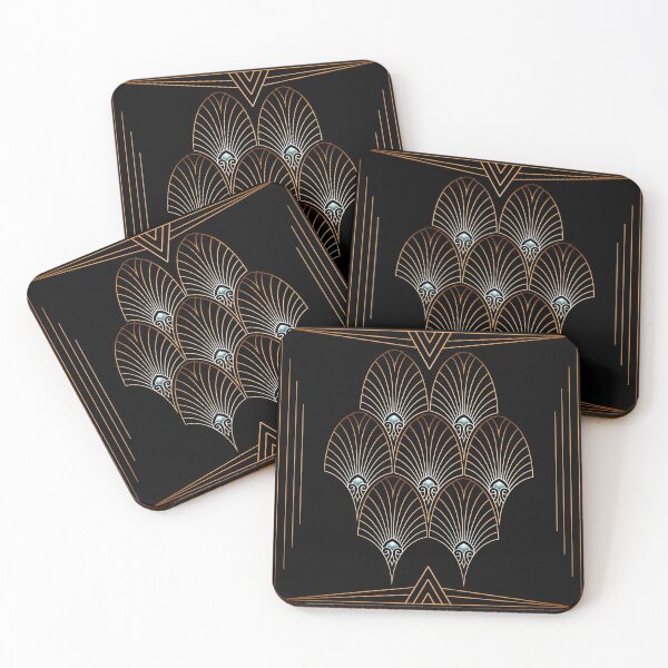 Item preview, Art Deco Square Pattern emerald gold designed and sold by MelAislingArt.