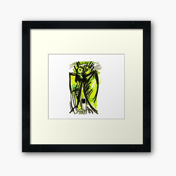 Crazy owl fluorescent Framed Art Print