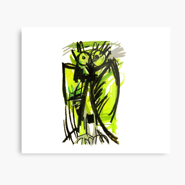 Crazy owl fluorescent Metal Print