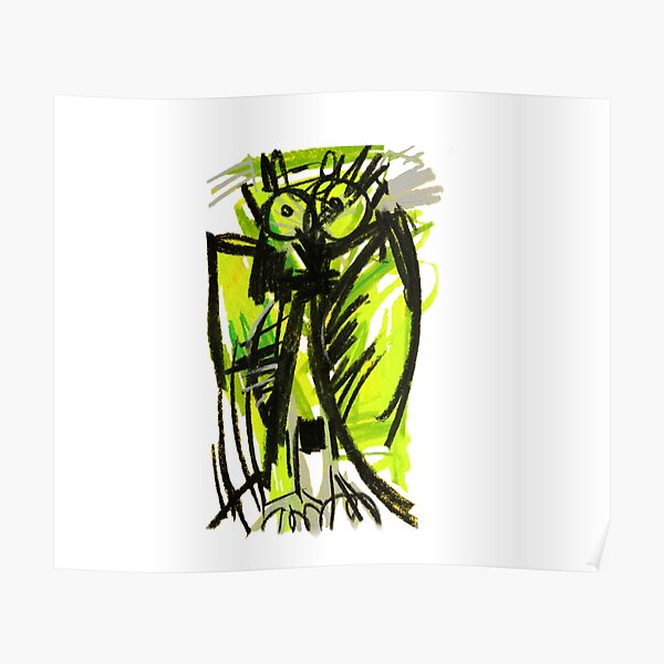 Crazy owl fluorescent Poster