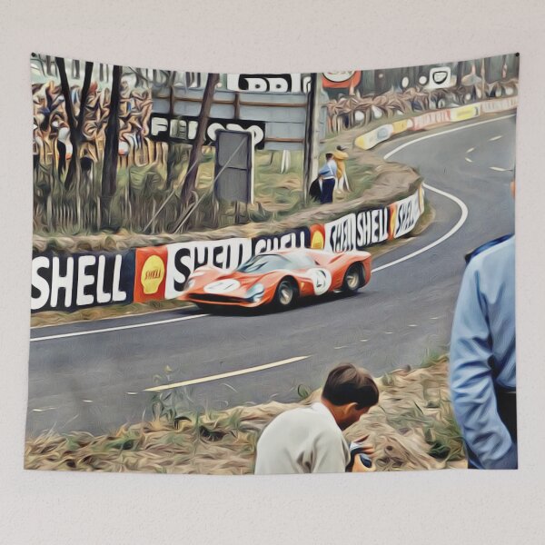 Item preview, Ferrari at Le Mans 1966 Racing Scene Poster – Classic Endurance Art designed and sold by Road To Track.
