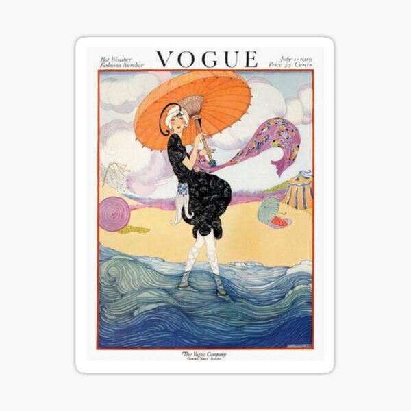 vintage vogue cover - july 1919 Glossy Sticker