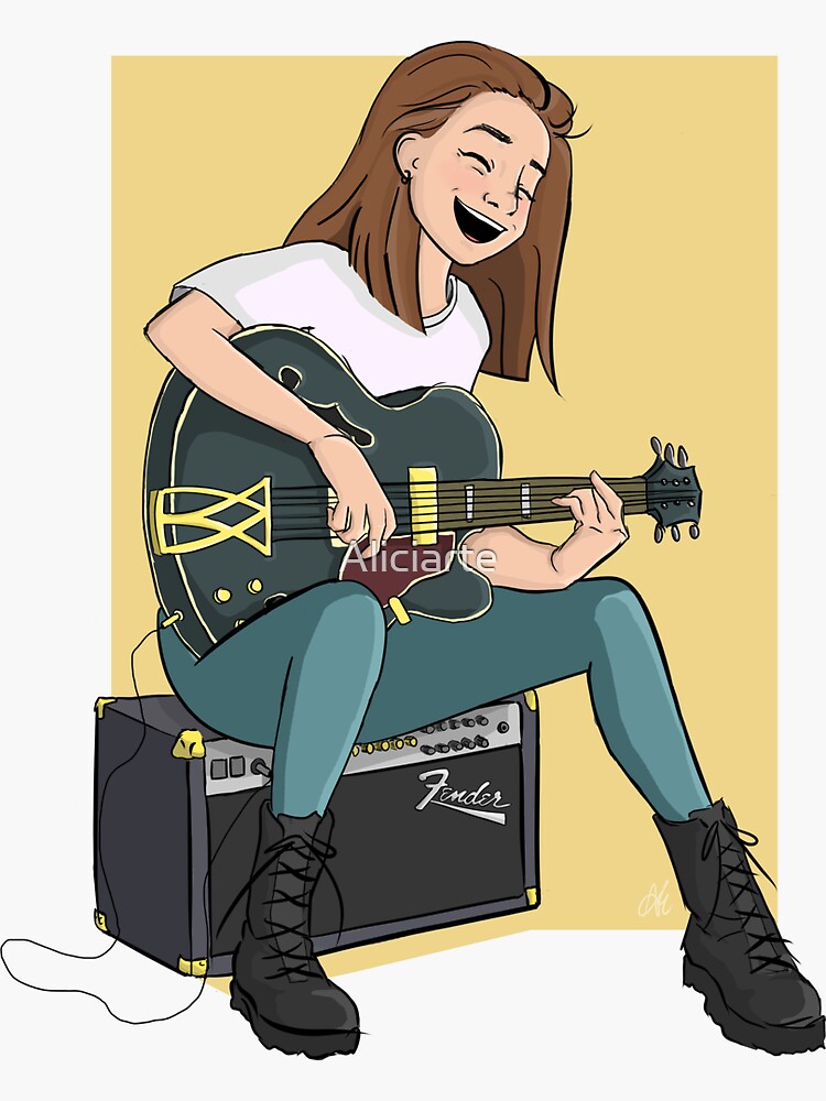 "Guitar Girl" Sticker For Sale By Aliciarte | Redbubble