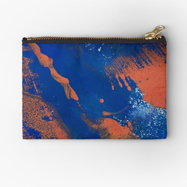 Print Work Blue Zipper Pouch