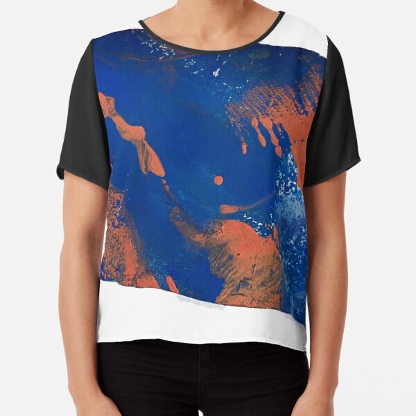 Print Work Blue Chiffon Top