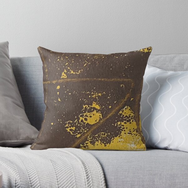 Print Work Yellow Throw Pillow