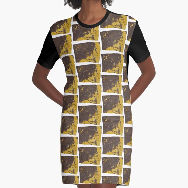 Print Work Yellow Graphic T-Shirt Dress