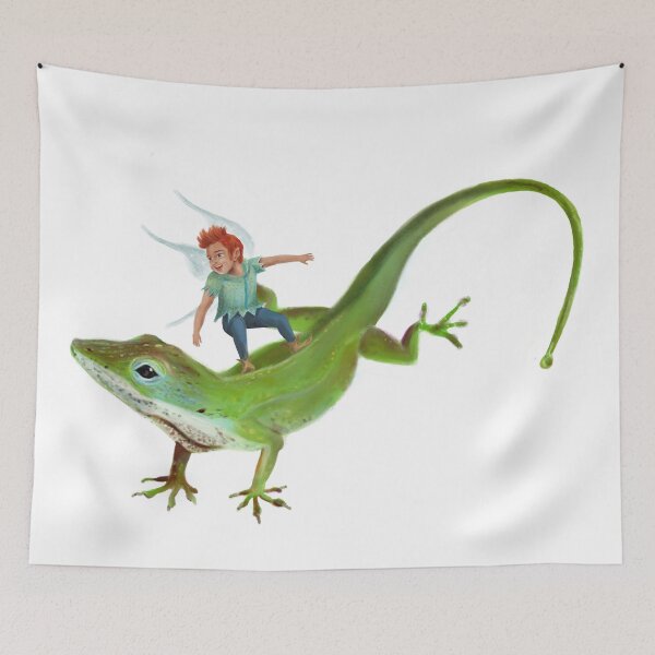 Item preview, Little Boy Fairy Riding An Anole Lizard designed and sold by RainbowStudio.