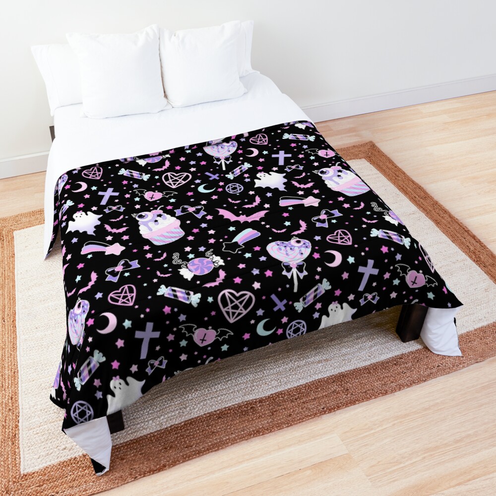 "Pastel Goth Black" Comforter for Sale by cherrycheezy Redbubble