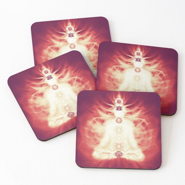 Item preview, Chakras symbols and energy flow on human body art print designed and sold by AwenArtPrints.