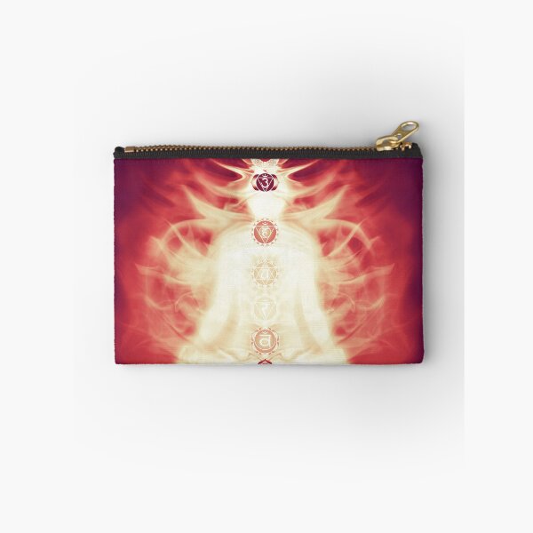 Item preview, Chakras symbols and energy flow on human body art print designed and sold by AwenArtPrints.