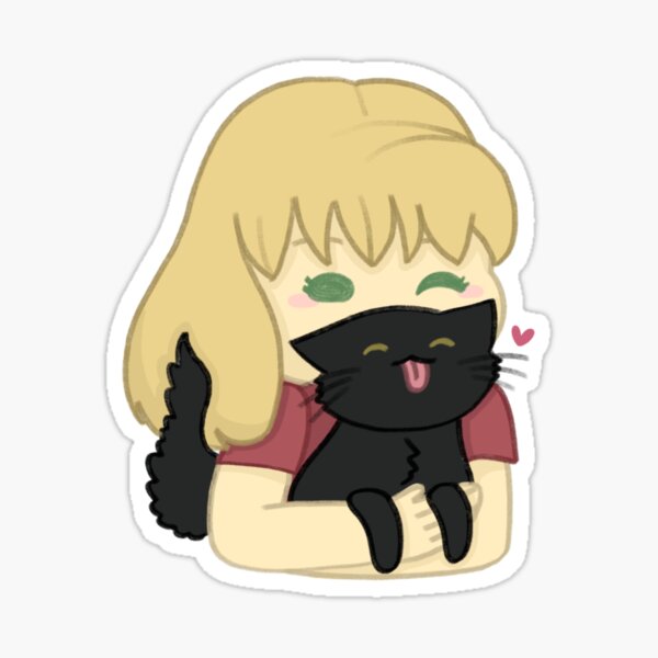 girl with black cat 2 Sticker