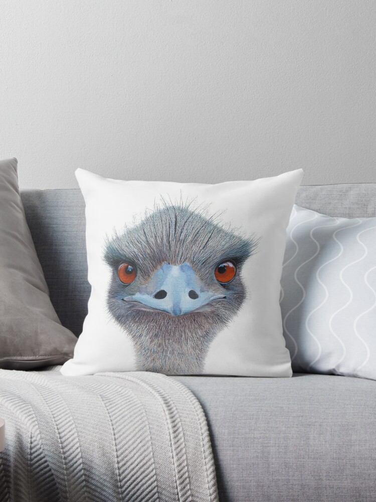 Throw Pillow, Cheeky Emu designed and sold by Nicole Grimm-Hewitt