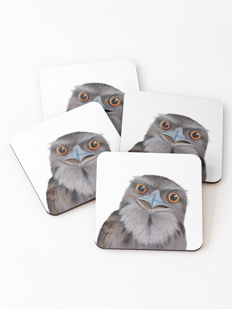 Thumbnail 1 of 5, Coasters (Set of 4), Baby Tawny Frogmouth designed and sold by grimmhewitt67.
