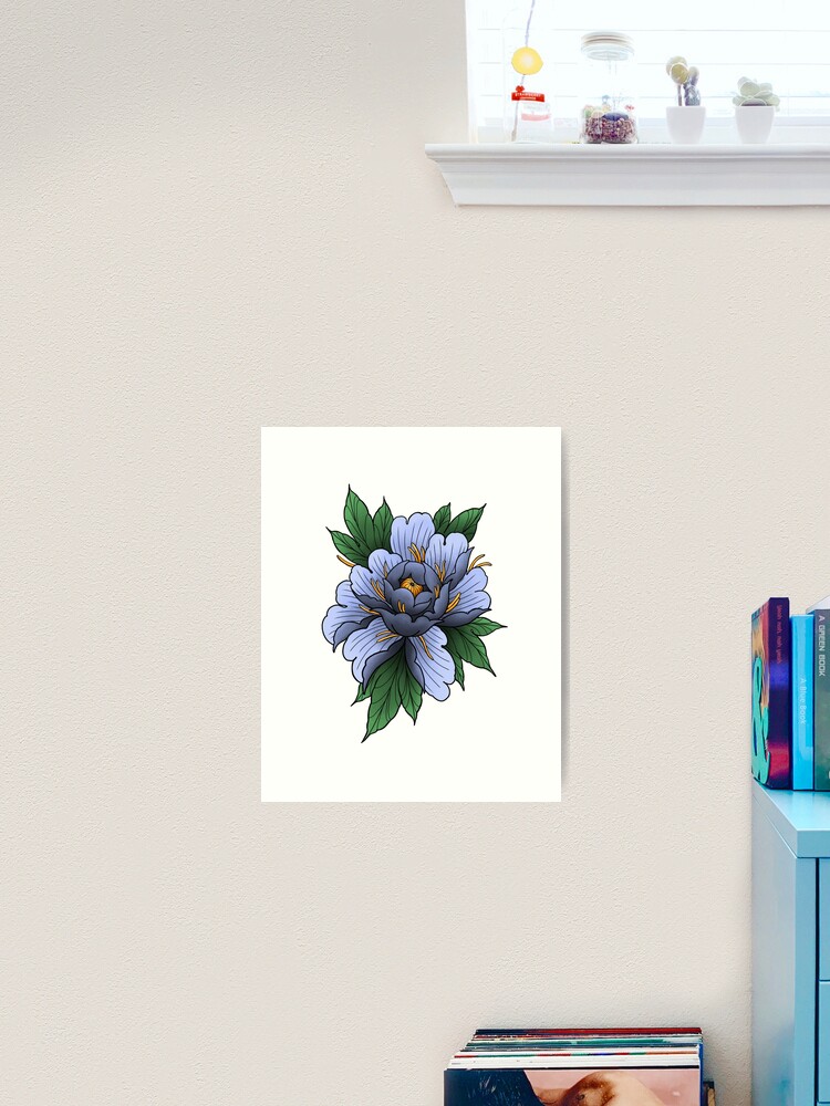 Thumbnail 2 of 3, Art Print, Blue Peony Flower designed and sold by EZRA4000.